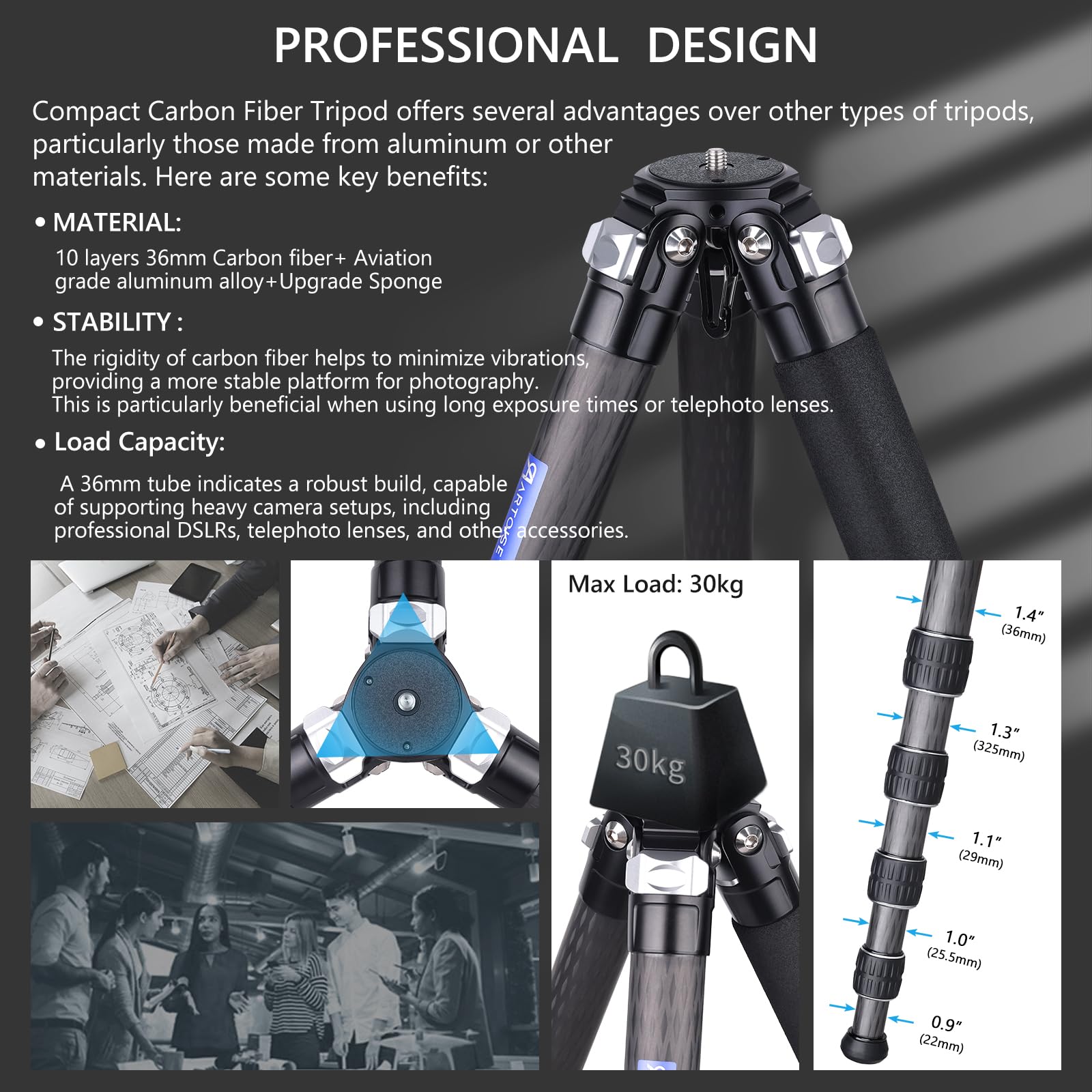 Amazon.com : ARTCISE Compact Lightweight Travel Carbon Tripod with