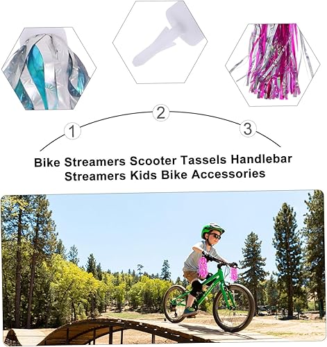 Miniatura 4 de PRETYZOOM 3 pares de cintas decorativas de bicicleta para niños, accesorios de bicicleta para niños, accesorios de bicicleta para scooter, borla