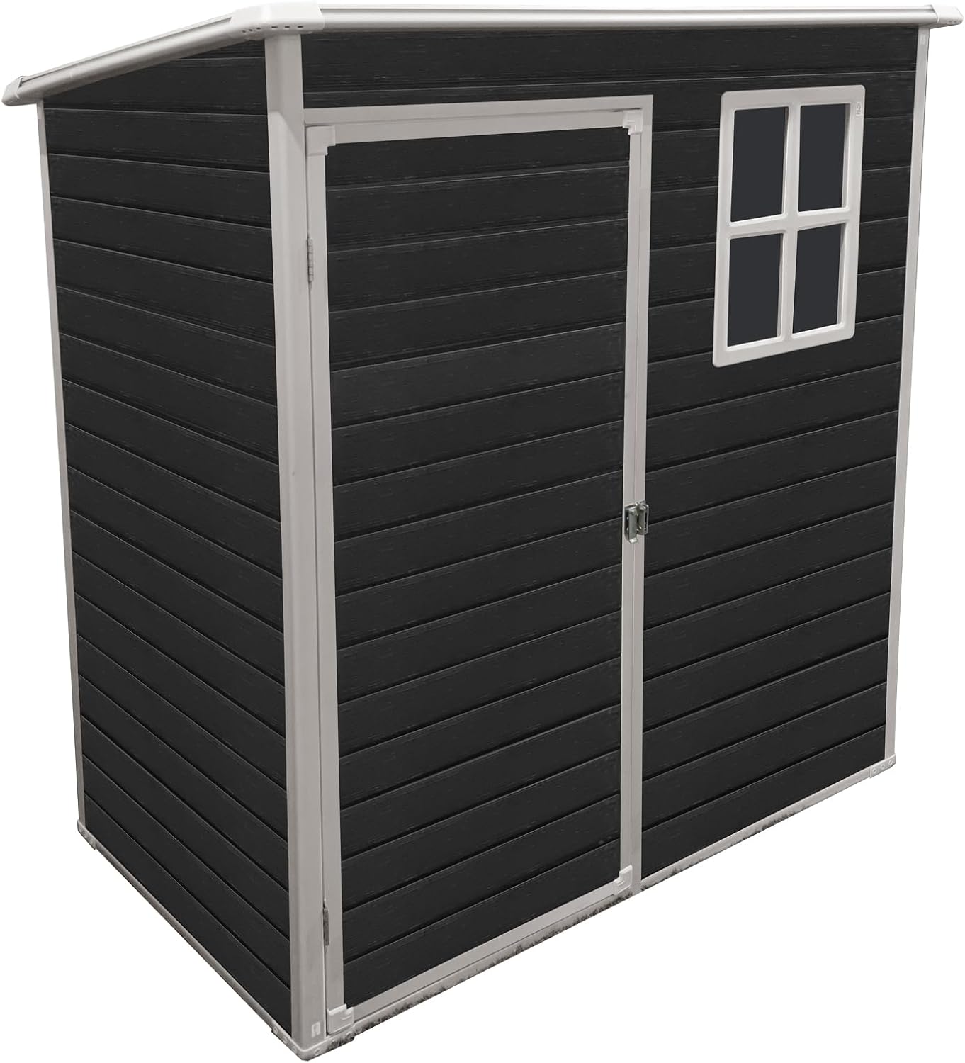 Plastic Outdoor Storage Shed Kit-Perfect to Store Patio Furniture, for Bike, Garbage Can, Tool, Outside Sheds & Outdoor Storage Storage Box with Lockable Door (Black, 157×92×184 cm)