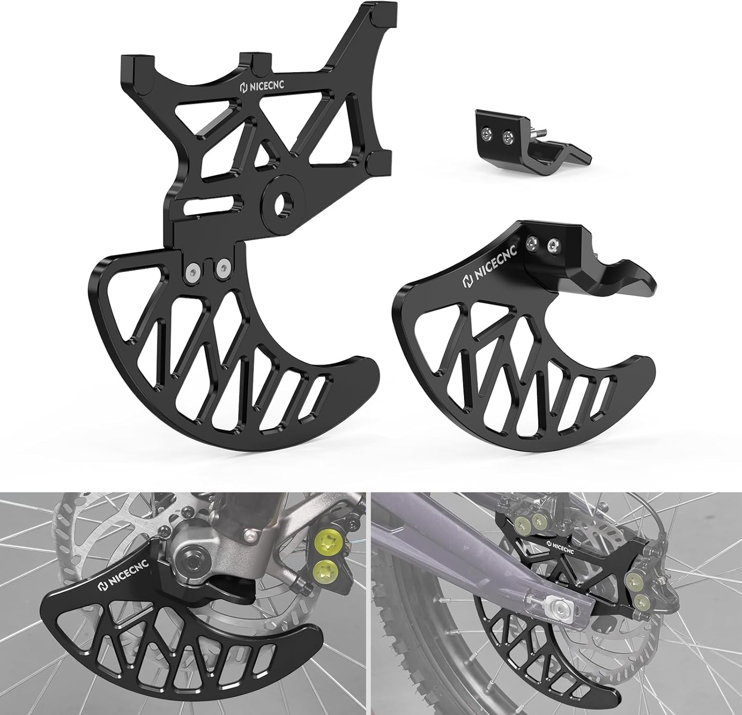 NICECNC Black Front Rear Brake Disc Guard Front Fork Leg Guards Compatible with Surron Light bee X/S/L1E C Compatible with Segway X160 X260