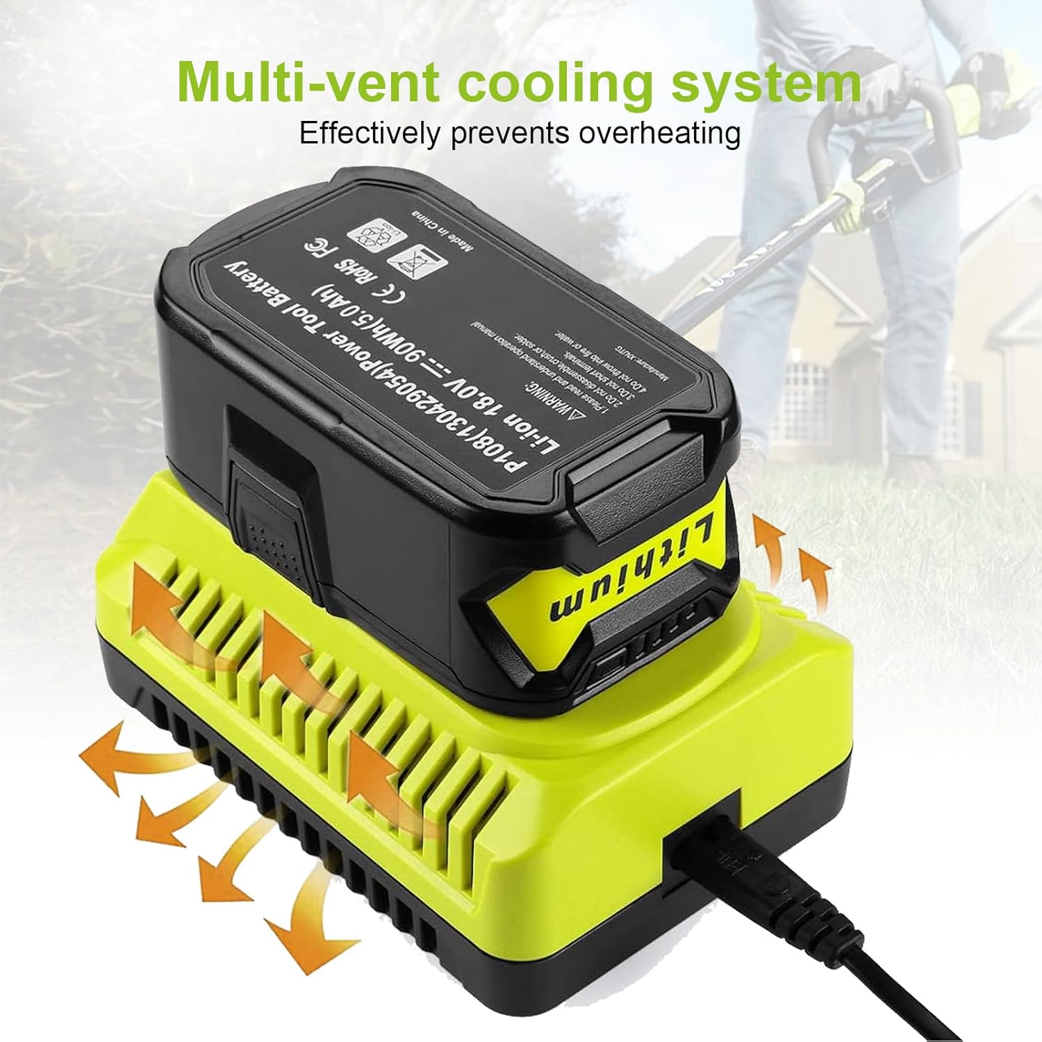 P117 18V Rapid Charger Replacement for Ryobi 18v Battery Charger Compatible with Ryobi 12V-18V Battery One Plus Lithium-Ion/NiCad/NiMh Battery P100 P102 P103 P105 P107 P108 P190 P191 PBP002 PBP005