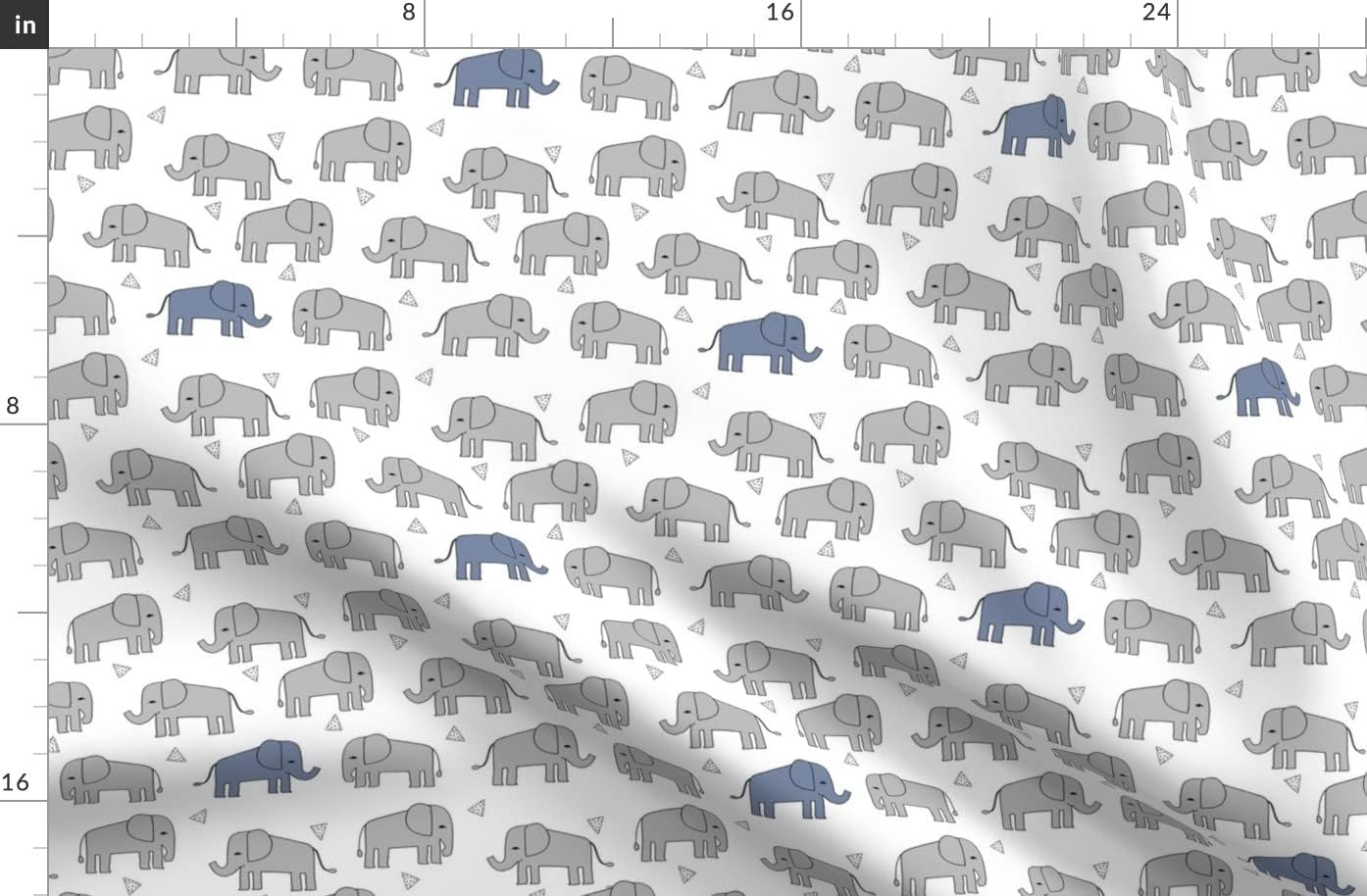 Spoonflower Fabric - Elephant Grey Blue Elephants Little Boy Nursery Sweet Gray Printed on Organic Cotton Sateen Fabric by The Yard - Sewing Quilting Apparel Home Decor