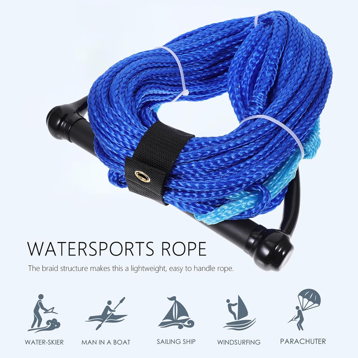 Watersports Rope with Handle 1-Section Water Ski Tow Rope Boating Accessory for Kneeboarding and Wakeboarding Random Color