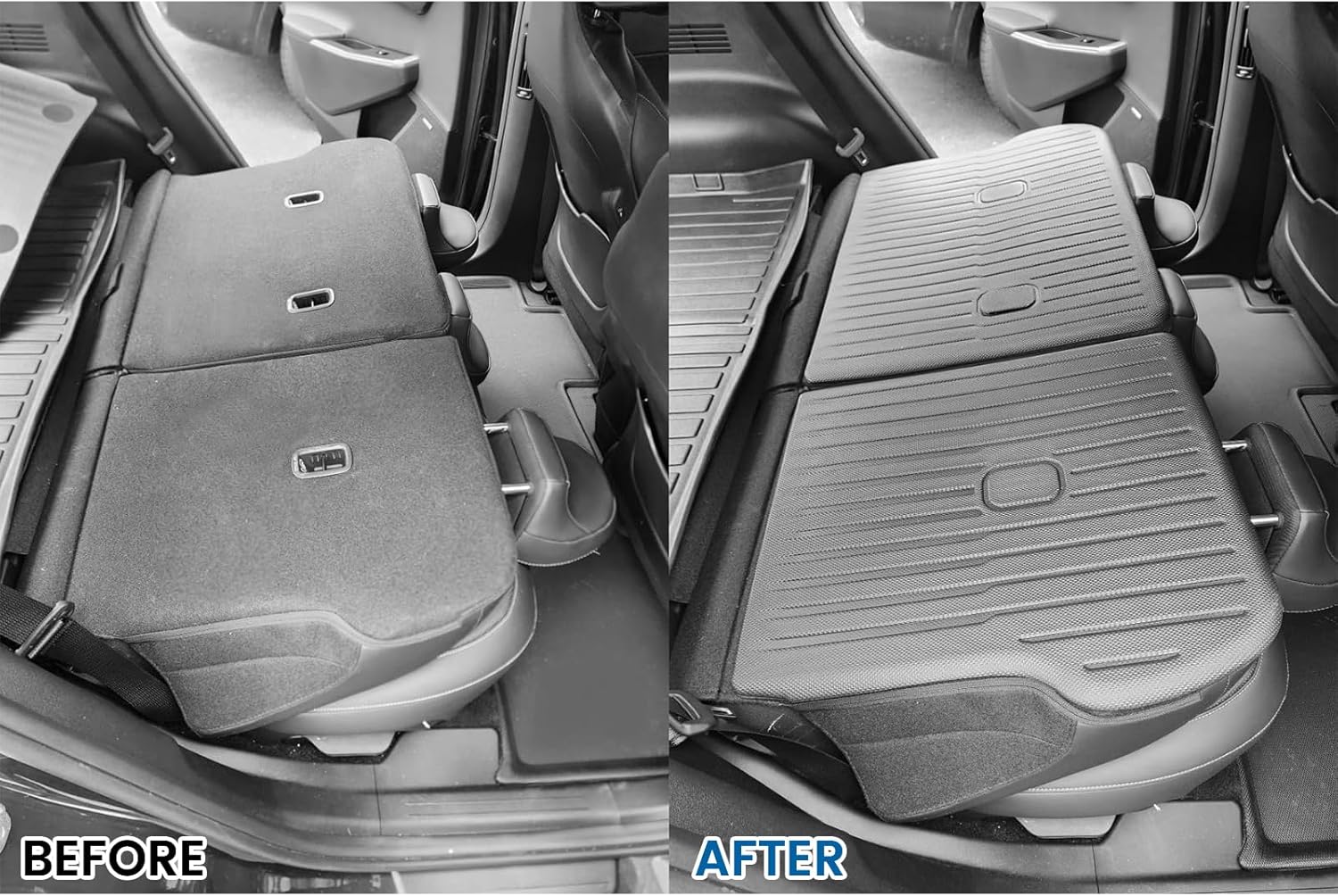 FREEMOTOR802® Backrest Mat Seat Back Cover, Compatible with 2022-2024 Kia EV6, All Weather Rear Row Seat Backrest Protector Cargo Trunk Liner Interior Accessories, Black XPE 2-Pieces