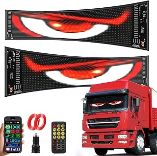 2er LED Augen für Auto, LED Augen Teufelsaugen-Lichter, IP65 Wasserdicht Programmierbares Devil Eyes Licht für LKW, Leuchtreklame Personalisiert Leuchtschild, APP und Fernbedienun, 12 x 60 cm