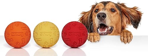 Miniatura 2 de Snug Pelotas de goma para perros pequeños y medianos, tamaño de pelota de tenis, prácticamente indestructibles (paquete de 3, calientes)