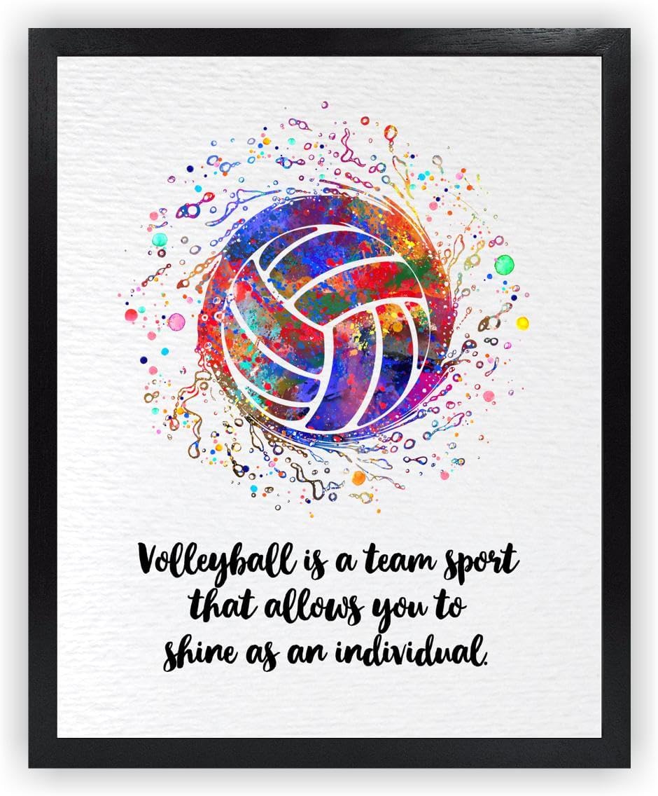 Dignovel Studios 11X14 Unframed Volleyball Ball Watercolor Art Print Poster Sports Motivational Quote School Athlete Wall Hanging Decor DN924