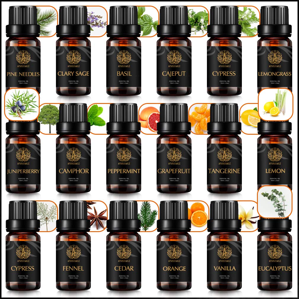 Aromatherapie Grapefruit ätherische Öle Set für Diffusor, 100% reinen Fenchel ätherisches Öl für Hause, 18x10ml Premium Qualität Zypresse ätherisches Öl Set - Zeder, Vanille, Eukalyptus Öle...