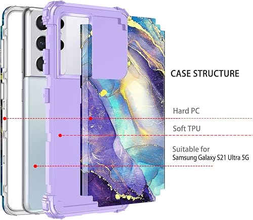 Miniatura 3 de Rancase Funda para Galaxy S21 Ultra 5G tres capas de protección resistente a los golpes parachoques de plástico duro  funda protectora de goma de