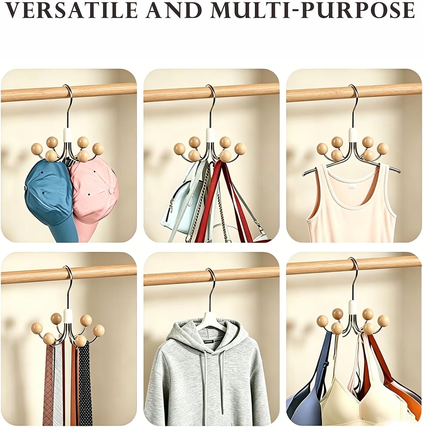 Sweatshirt Hangers with 6 Cedar Balls, Purse Hanger, Scarf Hanger