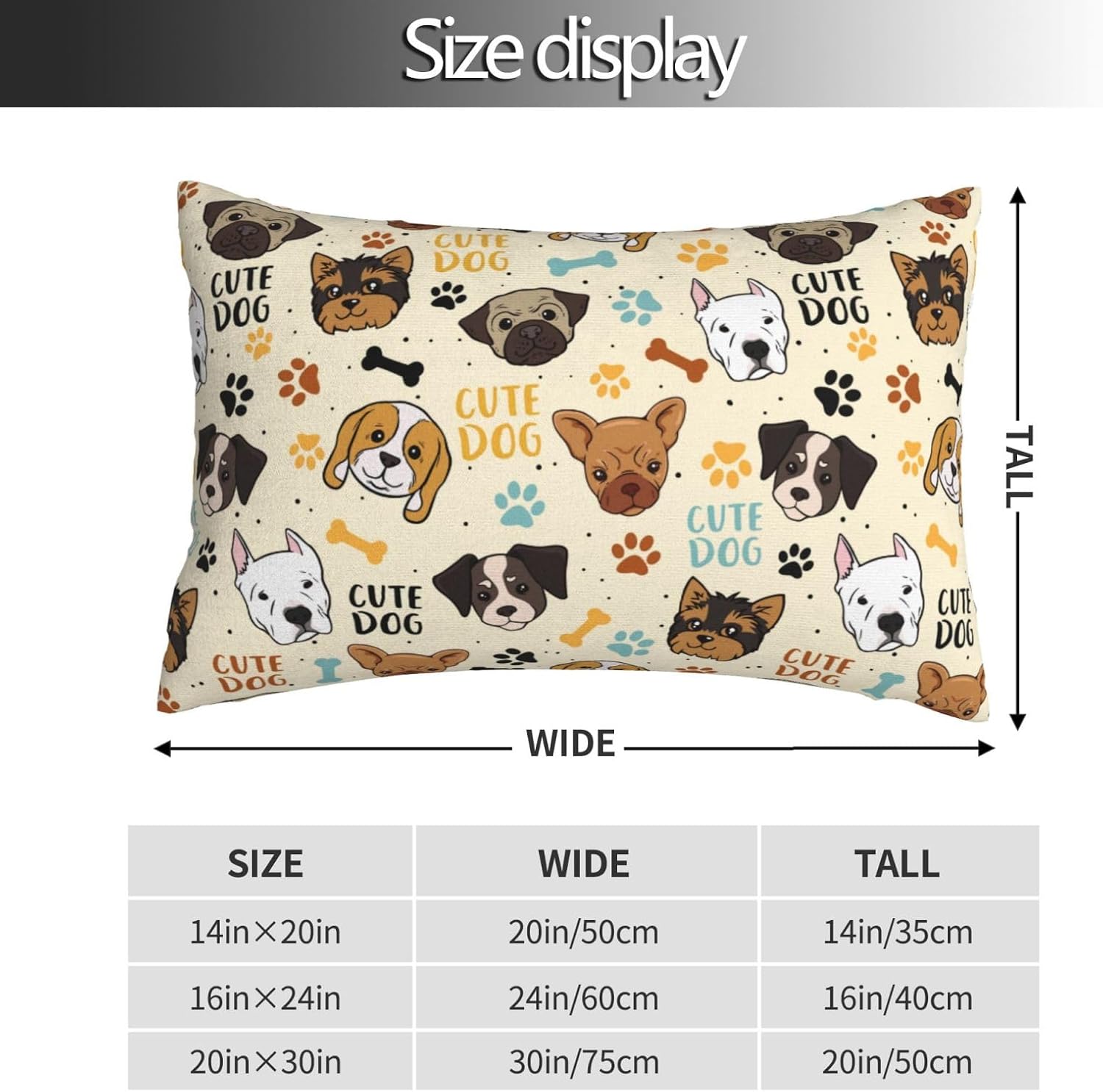Cute Dog Pillow Cases 20x30 Inches - Soft Premium Pillow Covers with Hidden Zipper, Standard Size Decorative Dog Print Bedding Accessories for Kids Adults - Image 4