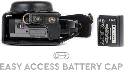 Miniatura 5 de MegaGear MG1258 Ever Ready - Funda de piel para cámara compatible con Panasonic Lumix DC-ZS80, DC-ZS70, DC-TZ95, DC-TZ90, color negro