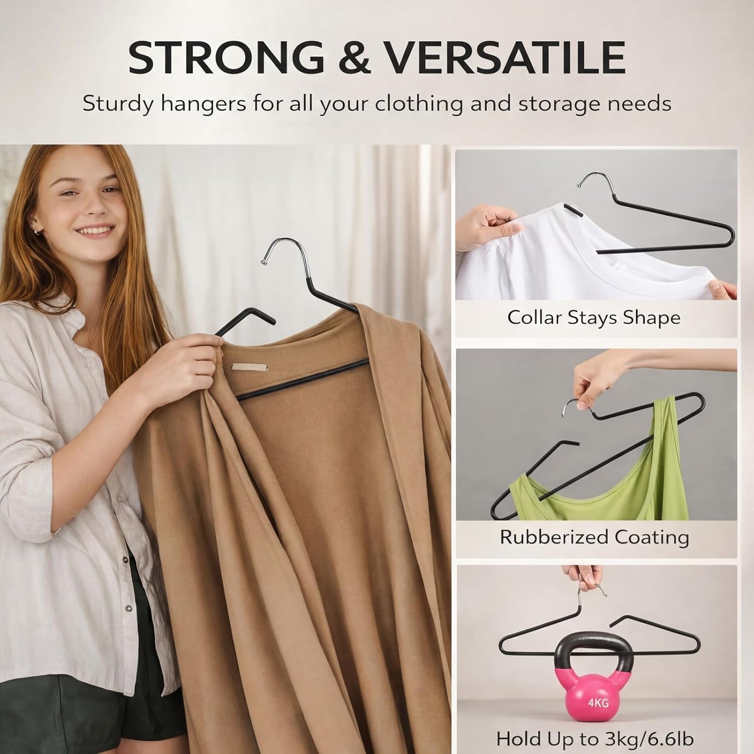 25 Pack Short Neck Non-Slip Metal Clothes Hangers, Black Slim Space Saving Hangers for Clothes, Pants, Shirts, Tank Tops, Dresses, Jackets, Household Collar Protection, Closet Organization