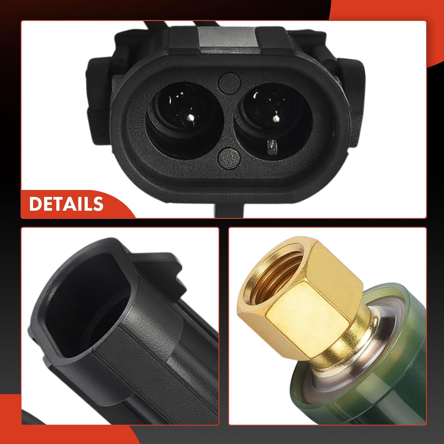 A-Premium A/C High Side Pressure Switch [2 Pins] Compatible with Peterbilt 357 1988-1994, 375 1988-1994, 377 1988-1994, 378 1988-1994, 379 1988-1994