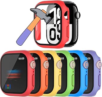 6 Pack Hard Tempered Glass Case for Apple Watch Series 6 5 4 SE 44mm
