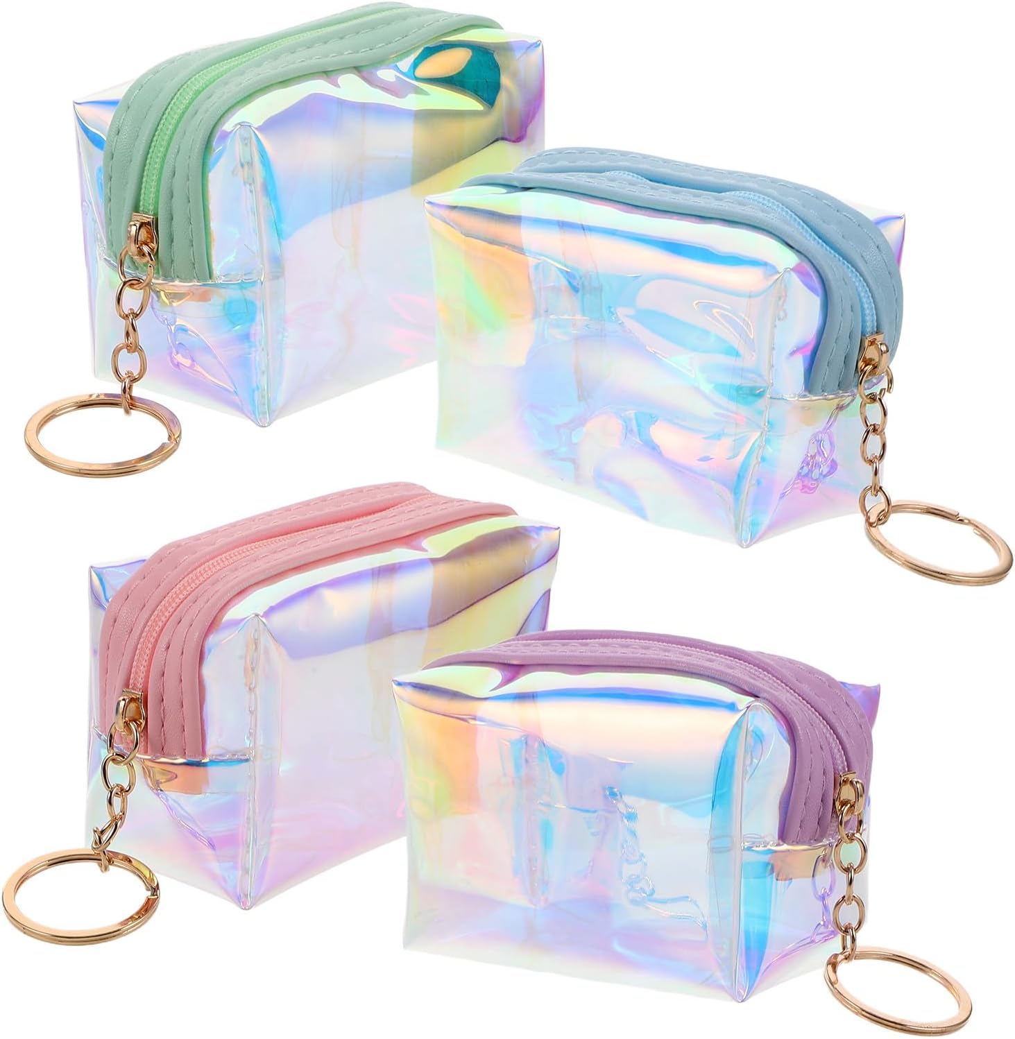 4pcs Small Coin Purse Keychain Wallet for Teen Portable PVC