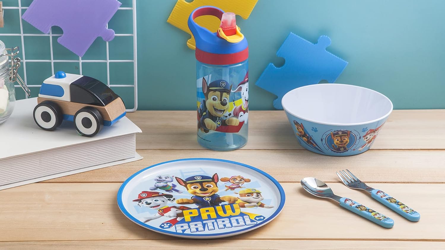 Zak Designs Paw Patrol Dinnerware 5 Piece Set Includes Plate, Bowl, Water Bottle, and Utensil Tableware, Non-BPA Made of Durable Material and Perfect for Kids : Baby