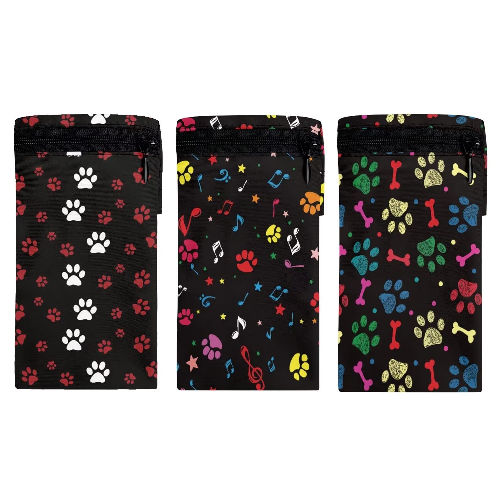 Forchrinse Colorful Dog Paw Print Wrist Wallet for Men Women 3Pieces Elastic Wrist Pouch Cell Phone Arm Band Sweatband for Running Walking Travel