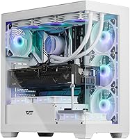 Vista 1 de darkFlash Chasis para PC ATX Torre Media, Caja de Computadora con 4 Ventiladores ARGB PWM Pre-Instalados, Caja para PC Gaming con Vista Completa