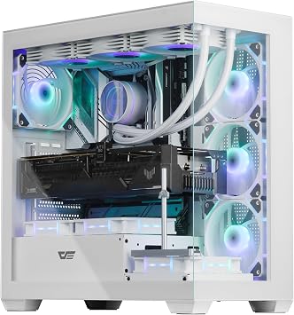 darkFlash ATX Mid-Tower PC Case, Pre-Install 4 PWM ARGB Fans Computer Case, Full View Dual Tempered Glass Gaming PC Case, Type C Port, Supports up to 360mm Water Cooling Radiator,WhiteDS900