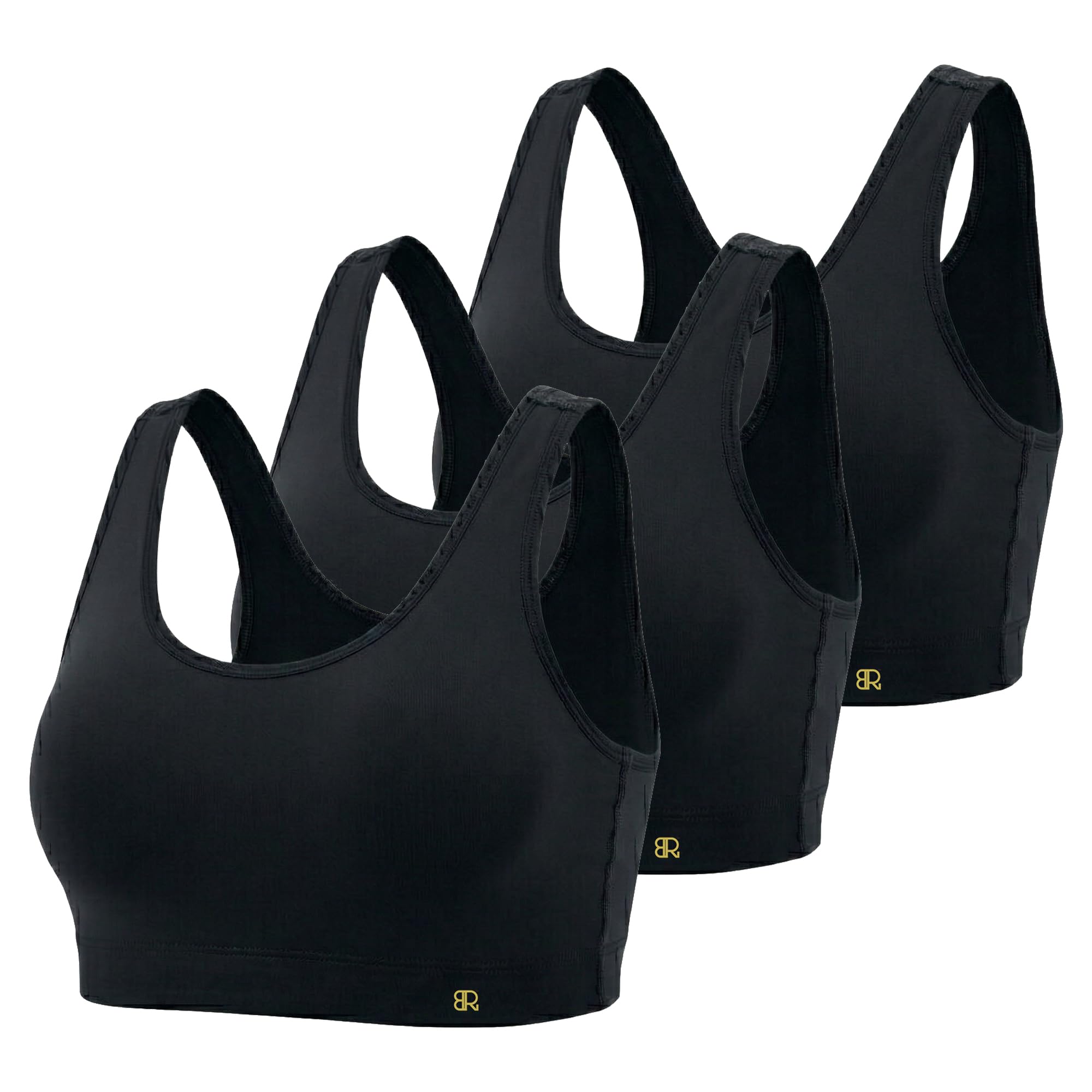 EIRICA Sports Bra for Women (Pack of 3) High Impact Full Coverage Sports Bra Wire Free Yoga Bra with Removable Pads for Women
