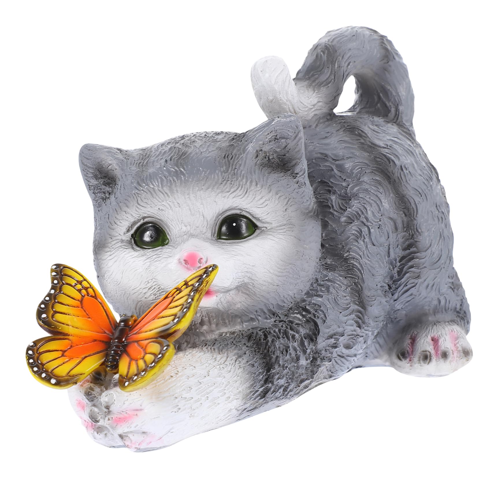 Happyyami Realistische Katzenstatue aus Kunstharz mit Dekorativem und Praktischem Design Einzigartige Gartendekoration für Lehrer und Sammler im Außenbereich