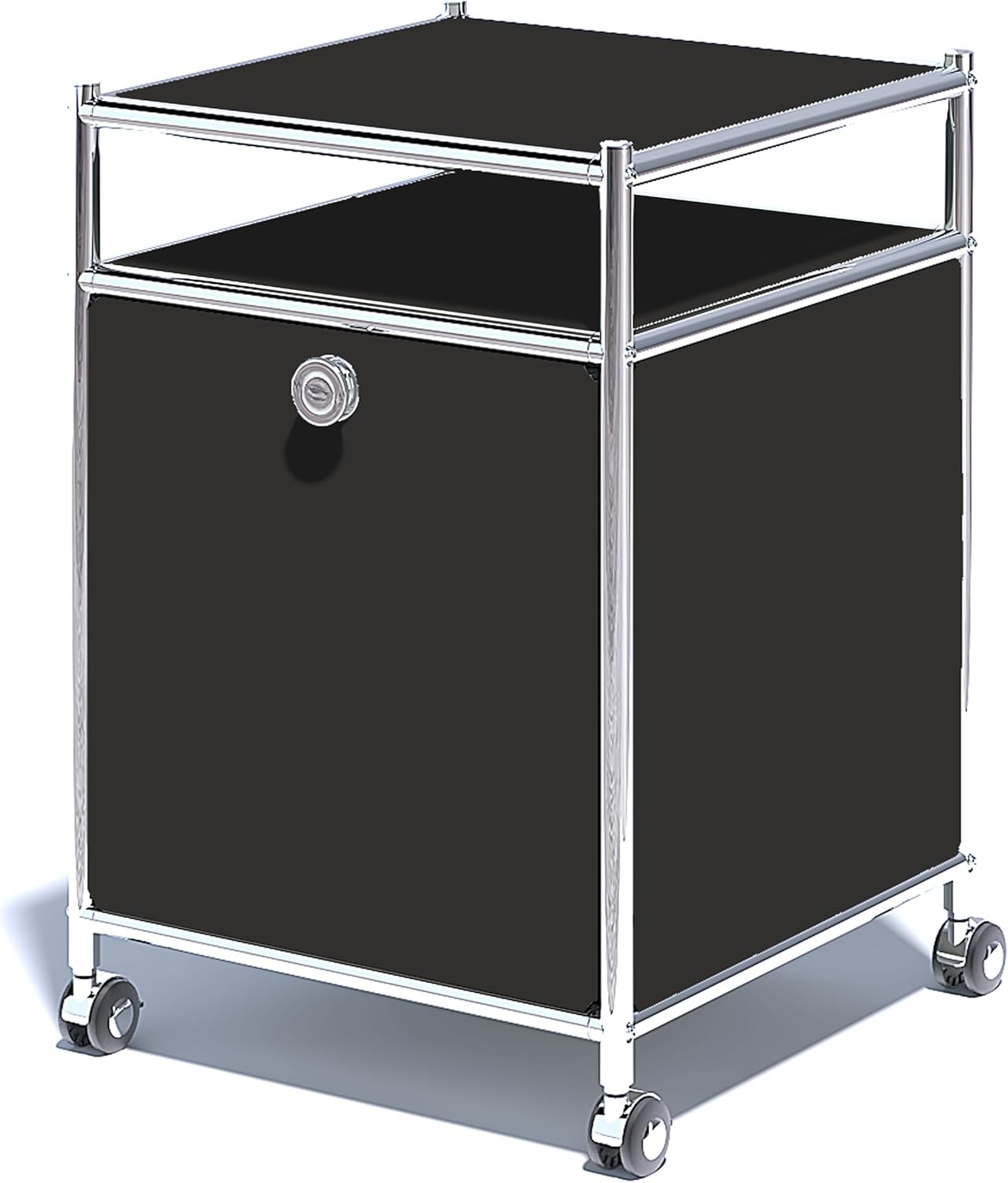 Matte Storage Cart with Flap Door, Large Capacity Storage Cart with Detachable Wheels, DIY Modern Home Furnishing, Great for Home, Office, Bedroom, Kitchen (Black)