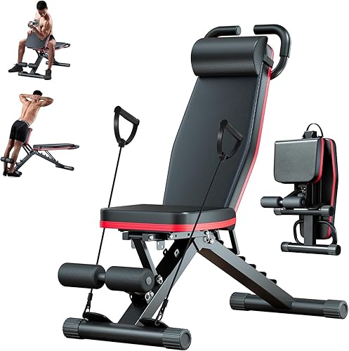 ALSO GO 2026 Adjustable Weight Bench for Home Gym, 98% Pre-Assembled, Foldable Gym Bench with Multi-Purpose Incline Decline Flat, Compact Workout Bench for Small Space Apartment Room