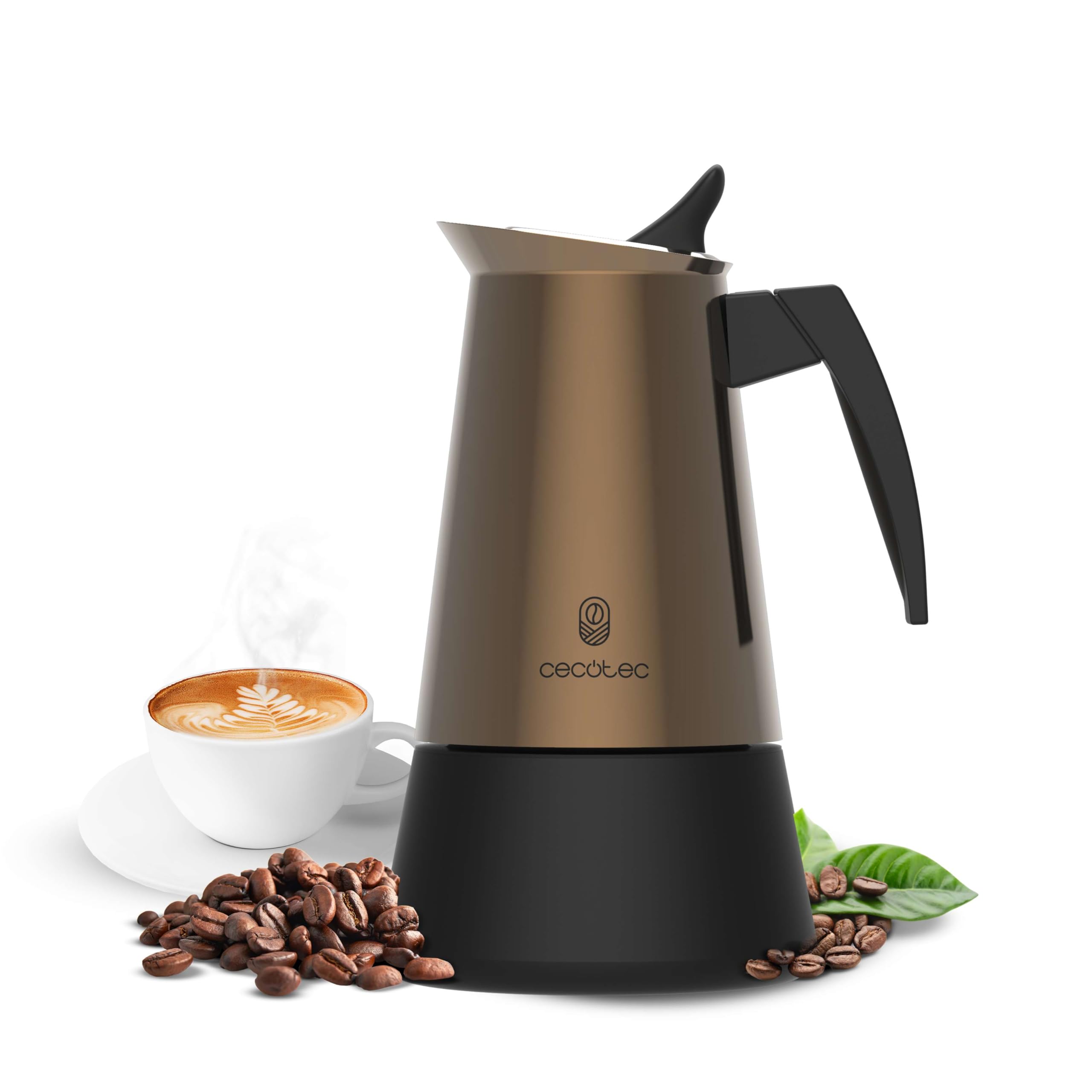 Cecotec Cafetera Italiana Piccolina 600 Green. 300ml, 6 Tazas de Café, Acero Inoxidable, Apta Todas Superficies, Filtro Premium, Válvula Seguridad, Mango Termorresistente, Diseño Elegante — view 21