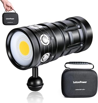Dive Light,LetonPower TS S 10000Lumens 100m Underwater Video Light,Diving Flashlight,Waterproof Flashlight with Type-C Charging for Professional Under Water Sports