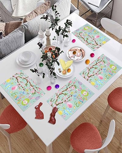 Vista 599 de Juego de 6 manteles individuales rojos para el día de San Valentín, diseño de corazón de San Valentín, resistentes al calor, lavables, manteles