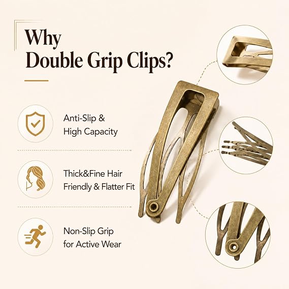 Chinco Ancient Bronze 24 Pcs Double Grip Hair Metal Snap Clips,2 Inch