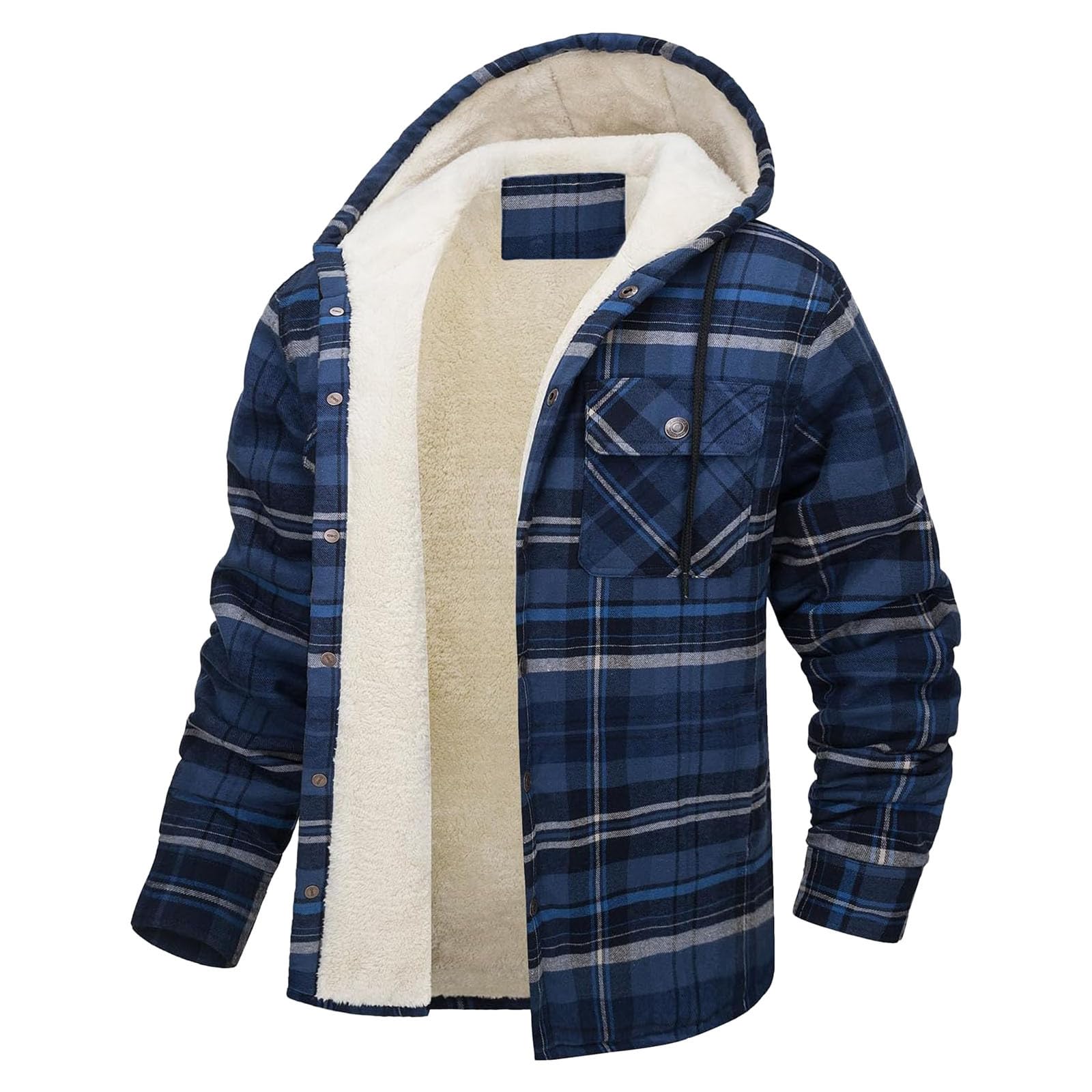 Hemdjacke Herren Holzfäller Jacke Warm Kapuzenjacke Mit Kapuze Holzfällerhemd Fleece Innenfutter Winterjacke Outdoor Karierte Winter Thermohemd Sportlich Holzfällerjacke