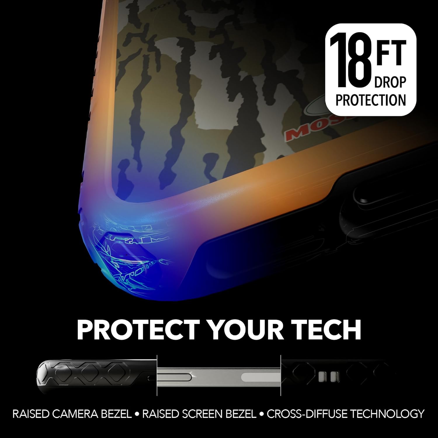 cellhelmet Fortitude Case for iPhone 14 Pro Max | MagSafe Compatible | Dual Protection | Drop Test Certified | Shockproof Durable iPhone 14 Pro Max Mossy Oak Case | Bottomland Camo in Burnt Orange