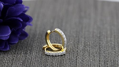 Miniatura 3 de Dazzlingrock Collection - Pendientes de aro redondos de oro de 10 quilates con diamantes blancos