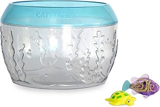 Catstages Meow-smerizing Fish Bowl for Cats with Two Water Cat Toys, Electronic Swimming Fish