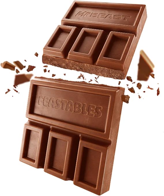Feastables MrBeast Milk Chocolate Bar, 60g Each, Pack of 10 – Creamy and Smooth Texture, Made with Simple Ingredients, Great for Everyday Treats or Gifting