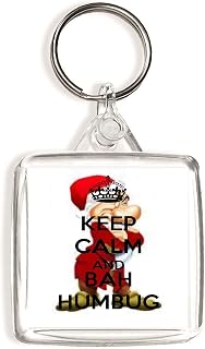 Keep Calm and Bah Humbug - Square Keyring