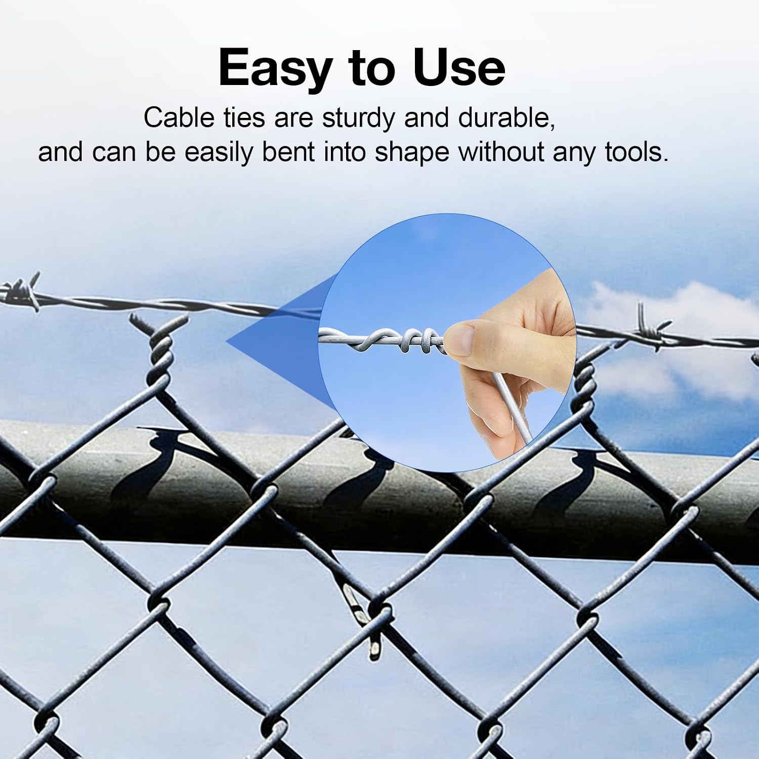 100 Pcs Chain Link Fence Wire Ties,10.5 Inch High-Grade Stainless Steel Metal Fence Ties for Chainlink Fence,Wire Fence Ties for Fence Repair & Installation
