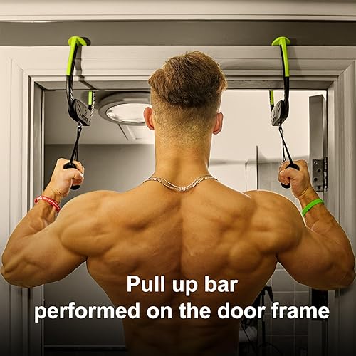 Miniatura 2 de Barra de dominadas portátil para puerta, equipo de gimnasio en casa ajustable, instalación sin tornillos, capacidad de peso de 250 libras, diseño de