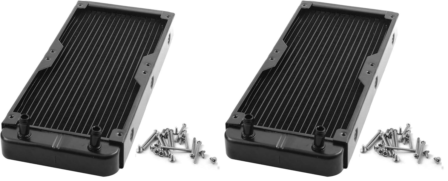 YXQ 18 Pipe Aluminum Computer Radiator Heat Exchanger 270mm x 120mm for PC CPU Water Cool System 240mm(A) (Pack of 2)