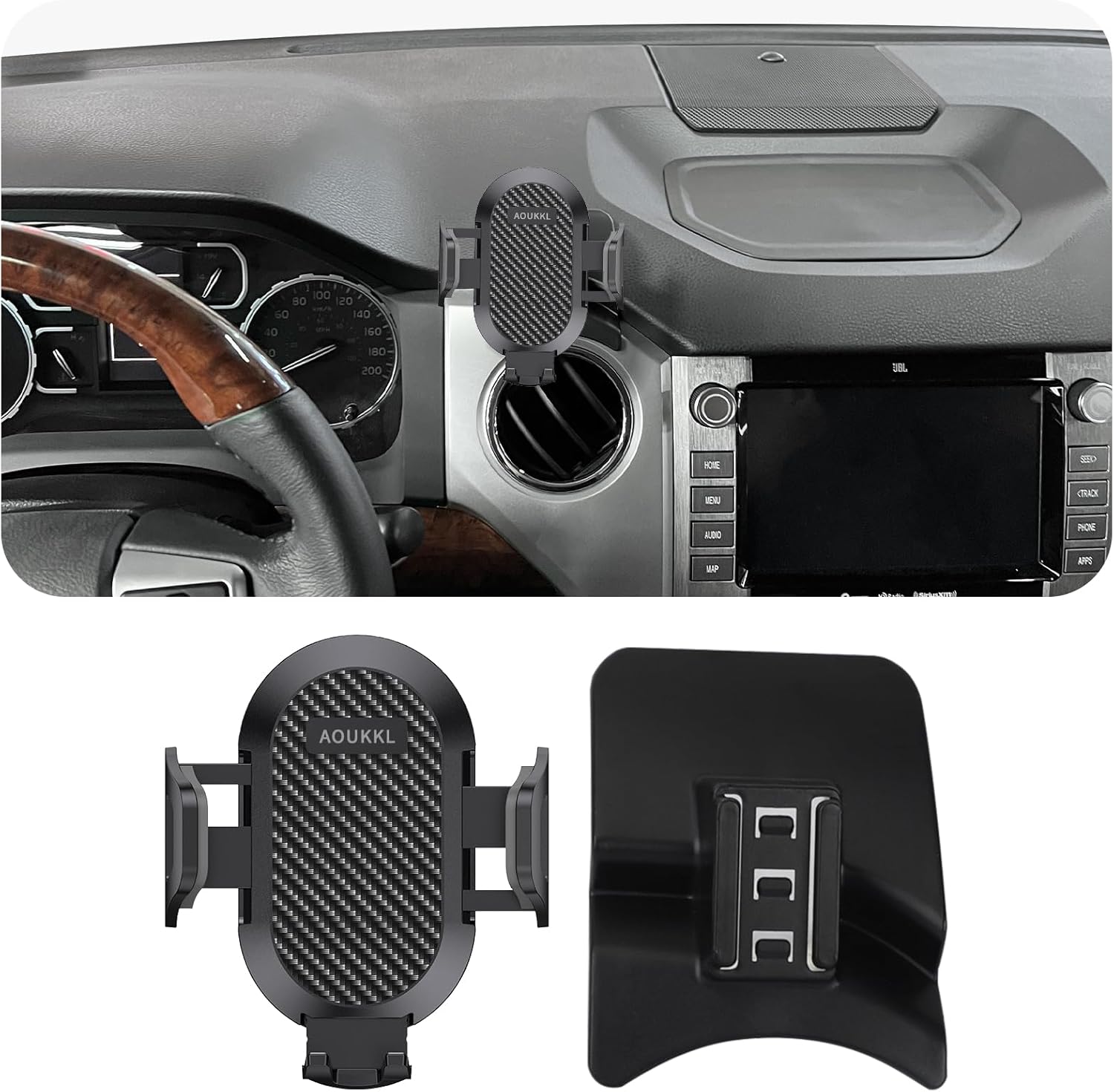 Car Phone Holder Fits for Toyota Tundra 2014-2021 Accessories,Thick Cases Friendly,Cell Phone Mount for 4.7-7 in Phones,360 Degree Rotation,Easy to Install