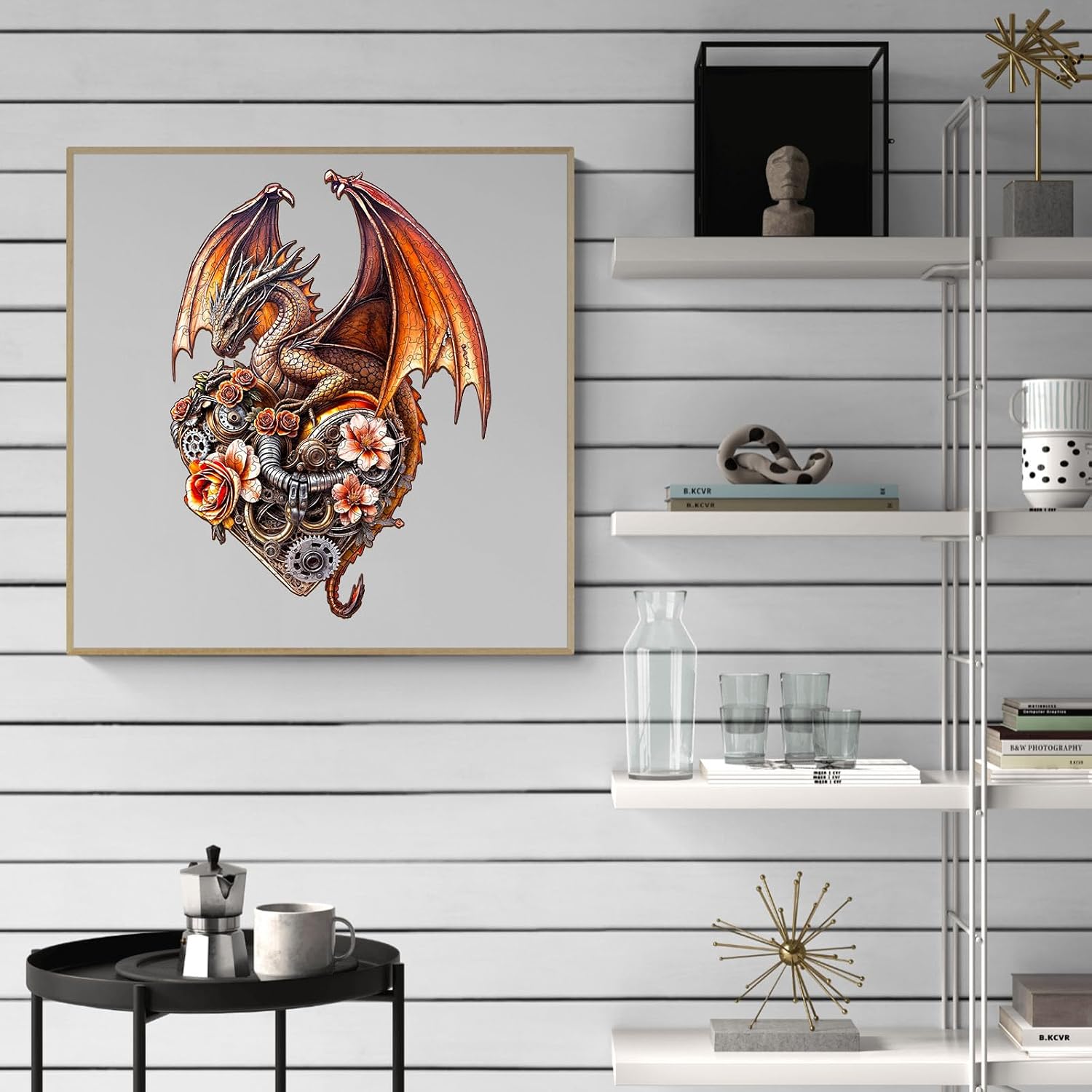 WOODBESTS Wooden Puzzles for Adults (85 Piece, S, 10.1 * 7.3in) Dragon Heart Machina Wood Puzzle Adult, Unique Wooden Animal Jigsaw Puzzles, Family Game and Birthday Gifts for Friend