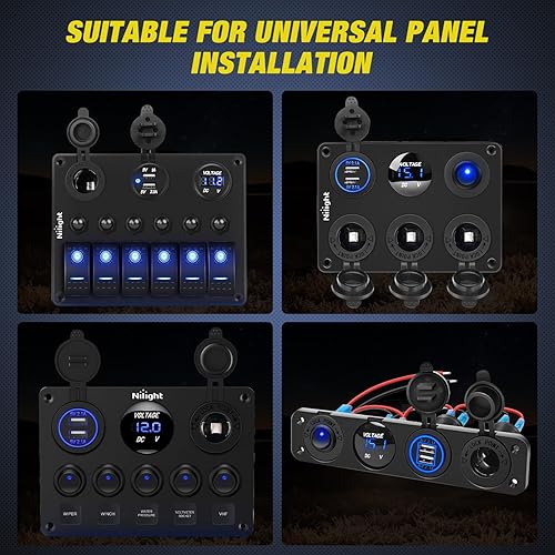 Miniatura 15 de Nilight Panel de voltímetro con pantalla digital LED, 12 VCC, impermeable, panel redondo, probador de voltios, medidor de voltios, para barco, Verde
