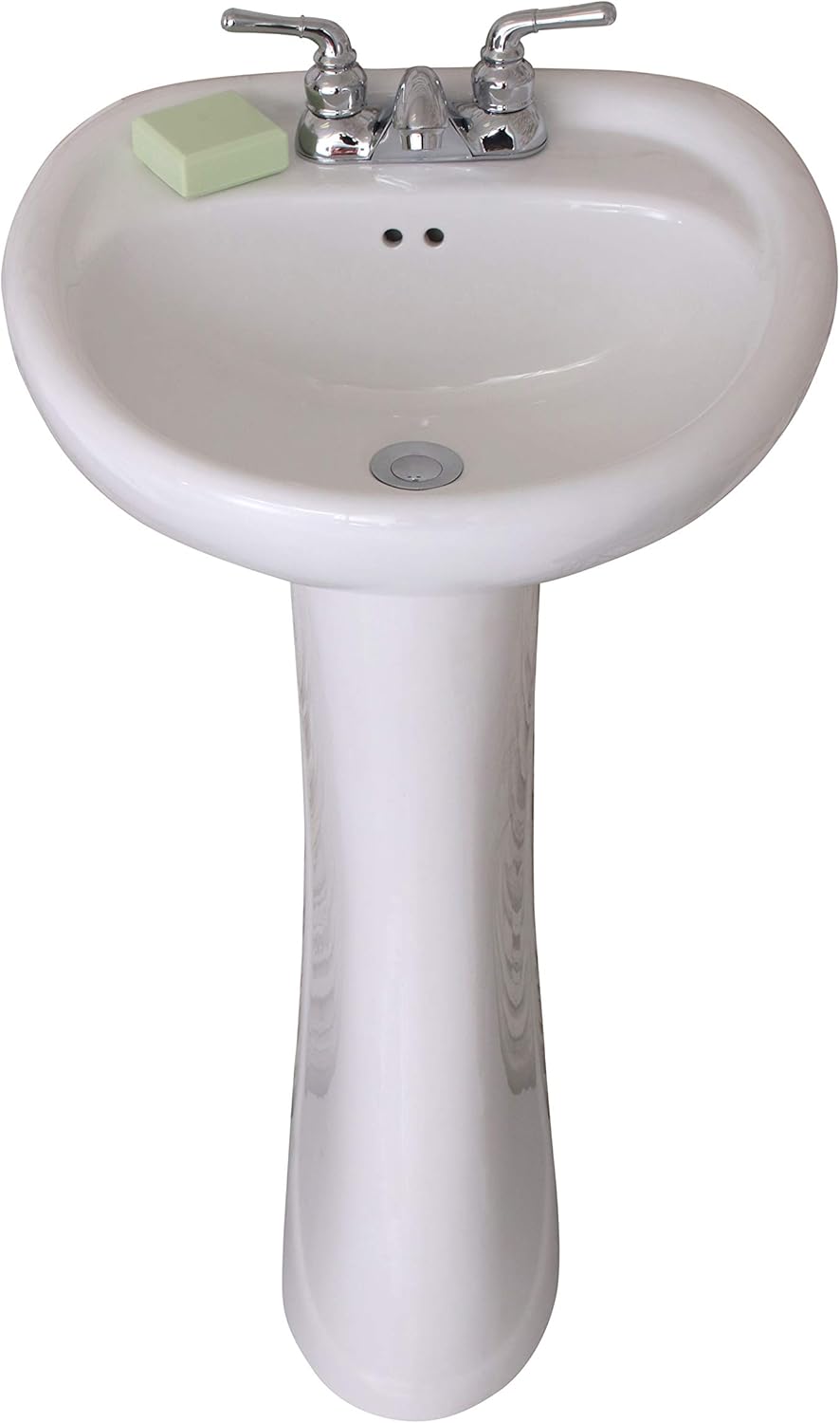 Fine Fixtures Prestige White Pedestal Sink Vitreous China Ceramic Material 20 X 17