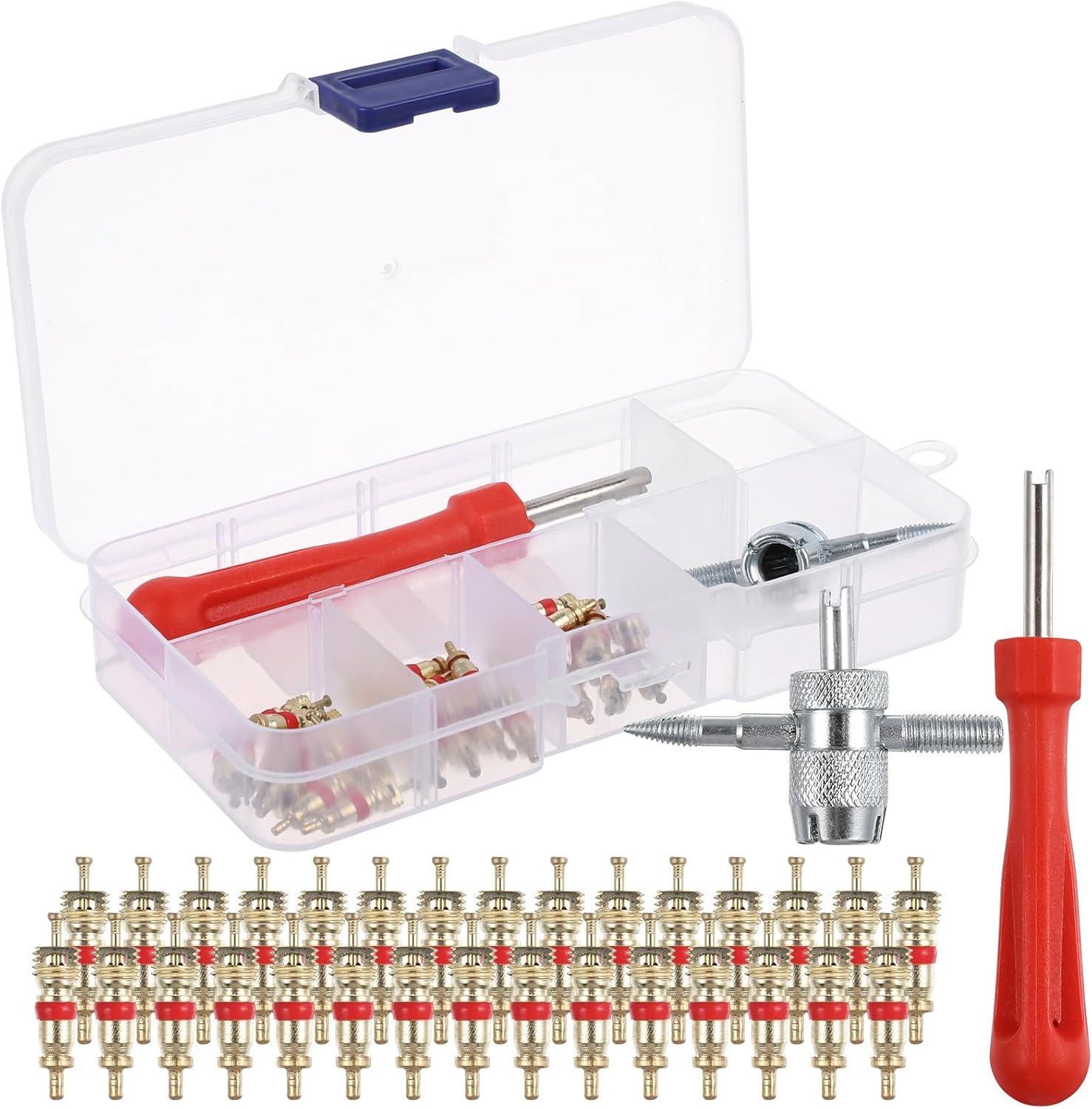 Zerodeko 32-piece Tire Valve Core Tool Set for Cars & Bikes, Multi-use Valve Repair Tools Kit for Workshop, Garage, Rv, Motorcycle, Bicycle Maintenance