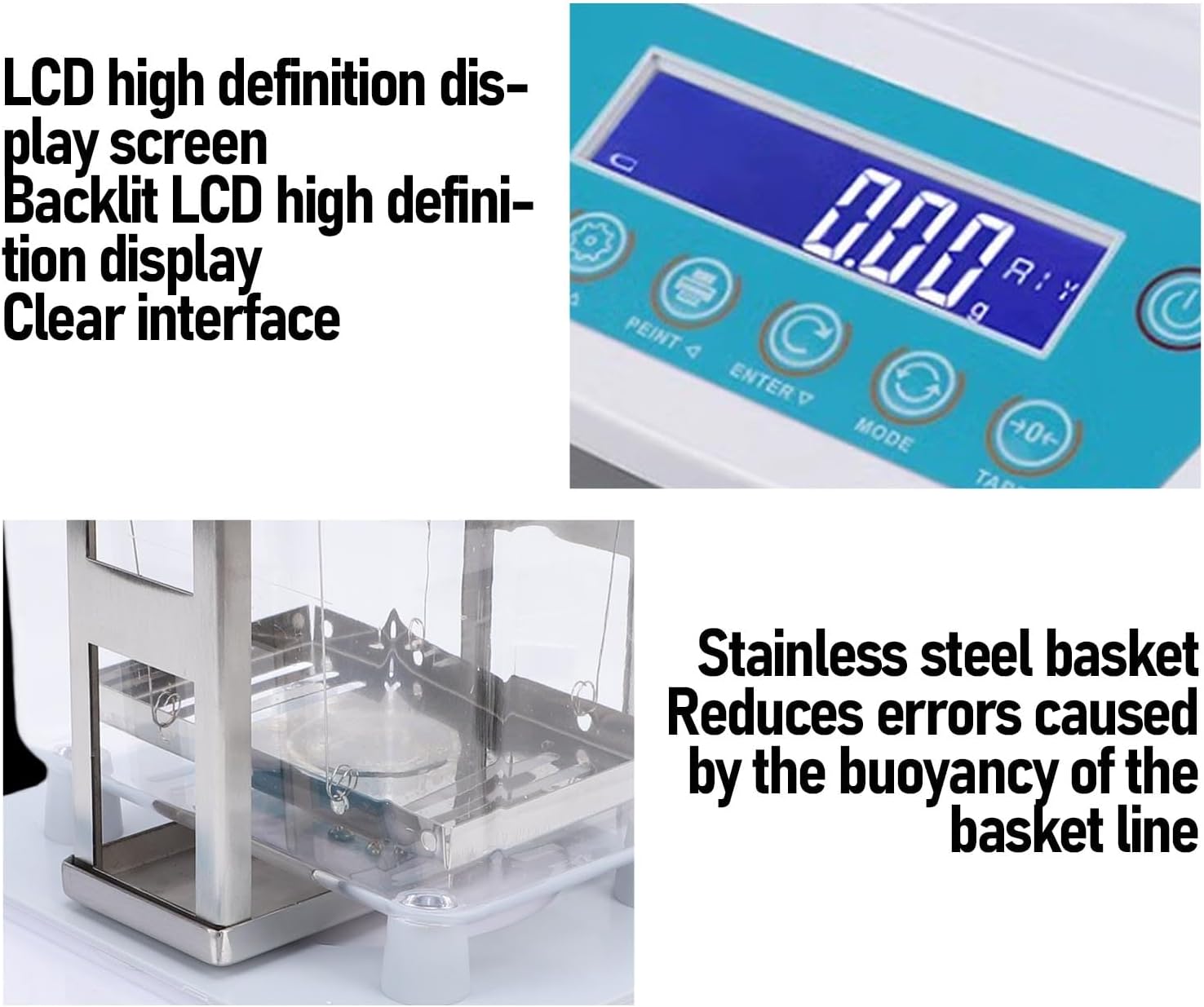 Pomya Electronic Gold Density Meter 300g 0.01g, LCD Display Digital Gold Purity Testing Machine, for Jewelry Precious Metal Lab (ABS)