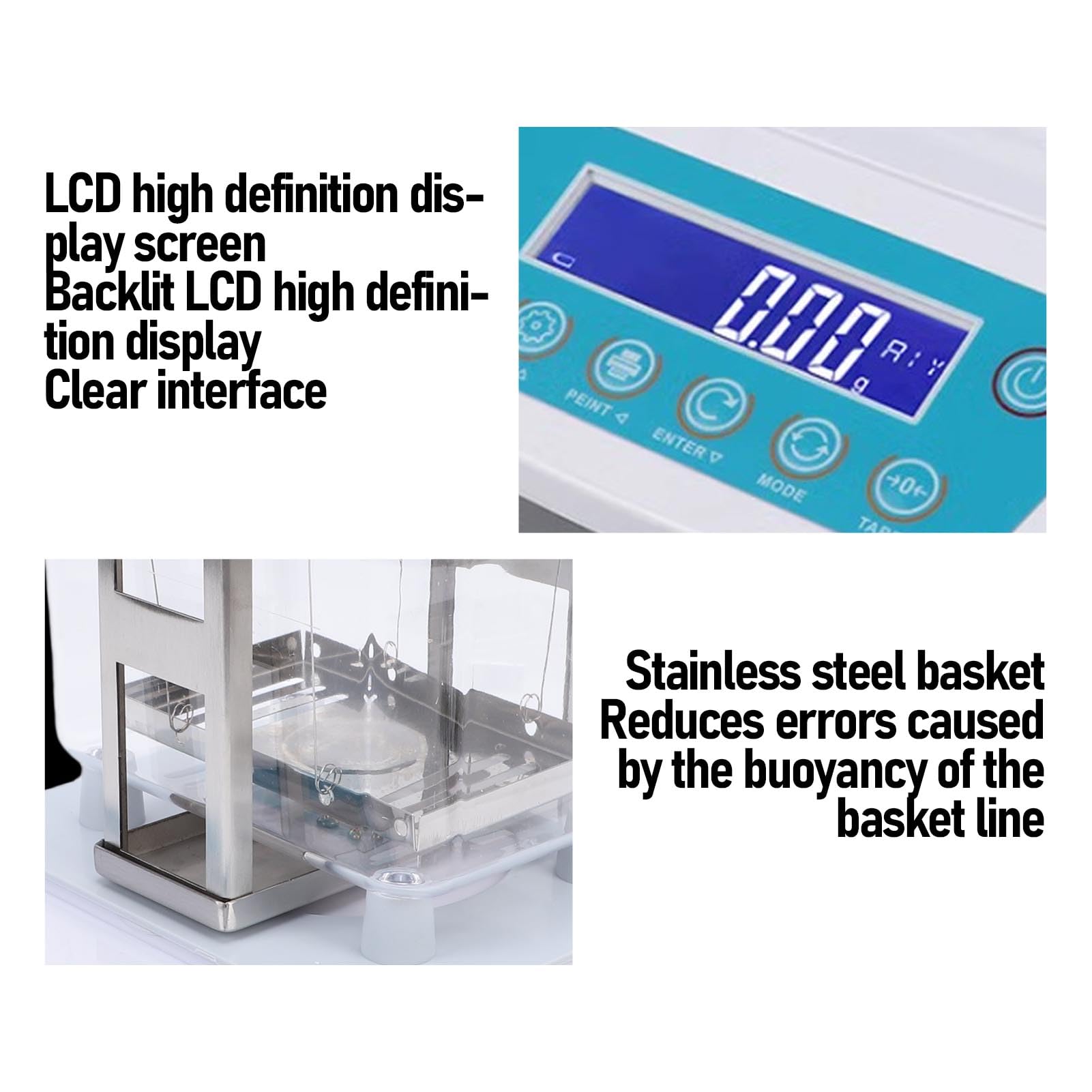 Kommerzielles Gold-Reinheitsgehalt-Detektor-Kit, Elektronisches Golddichte-Testgerät, Edelmetall-Testanalysator, für PT, Silber, Legierung, 300 G/0,01 G (EU-Stecker 220V)