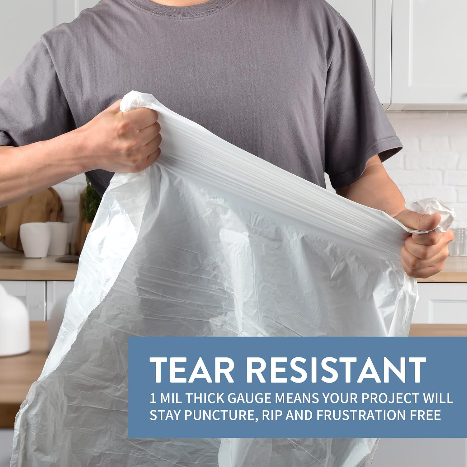15-18 Gallon Drawstring Trash Bags, 102 Count, White | Ultra Large Trash Can Liners, Heavy Duty Strong White Plastic Garbage Bags for Home Kitchen Office Lawn Commercial