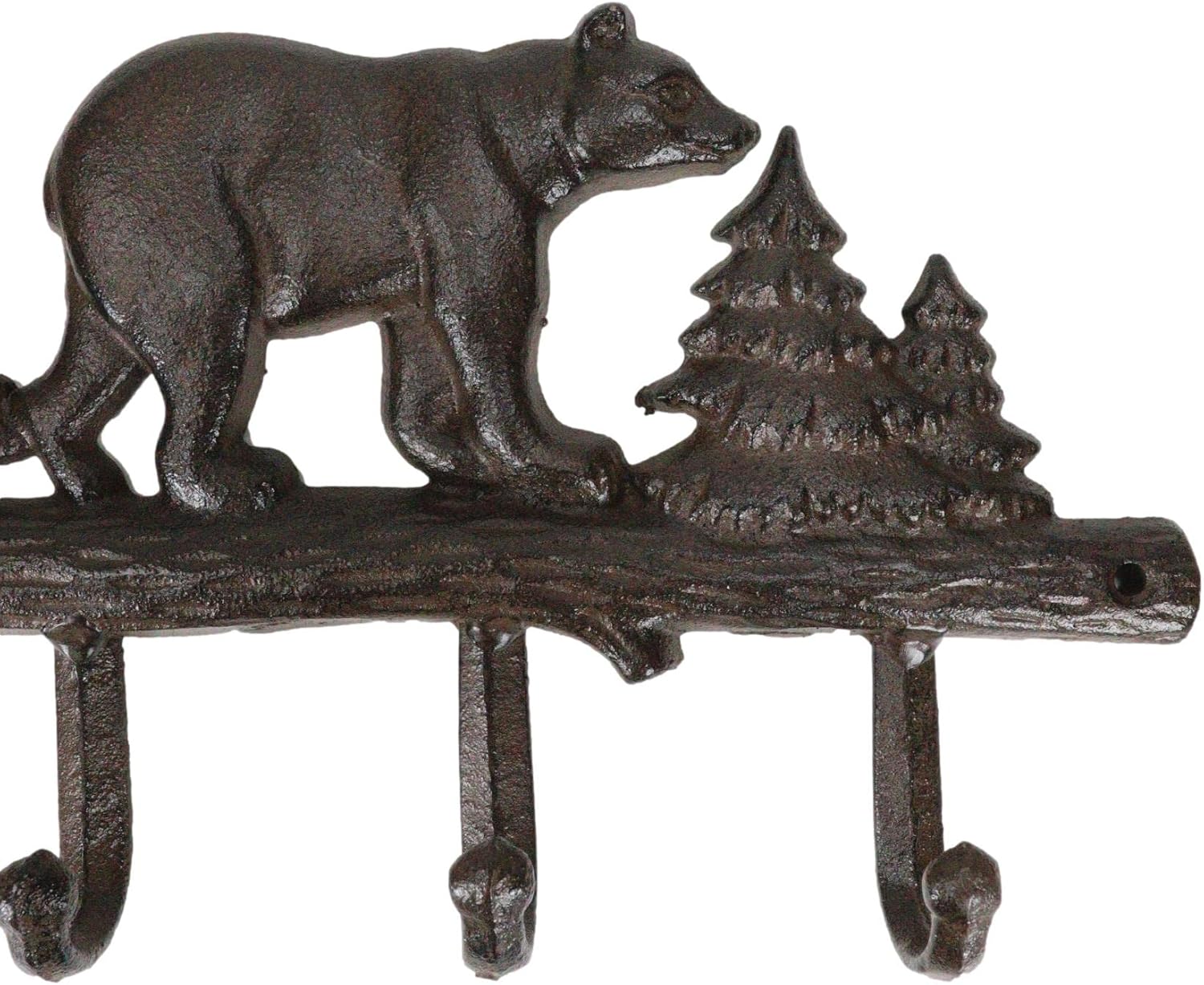 Ebros Gift Cast Iron 11.75" Long Rustic Forest Black Bear Strolling by Pine Trees Forest 4-Pegs Wall Hook Western Bears Hunting Cabin Lodge Country for Coat Hat Clothing Leash Keys (1)